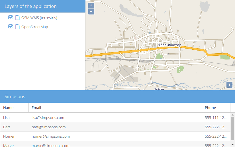 The prepared ExtJS layout